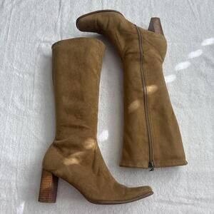 y2k suede brown heal boots